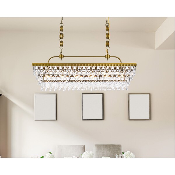 Nordic 40 Inch Rectangle Pendant In Brass